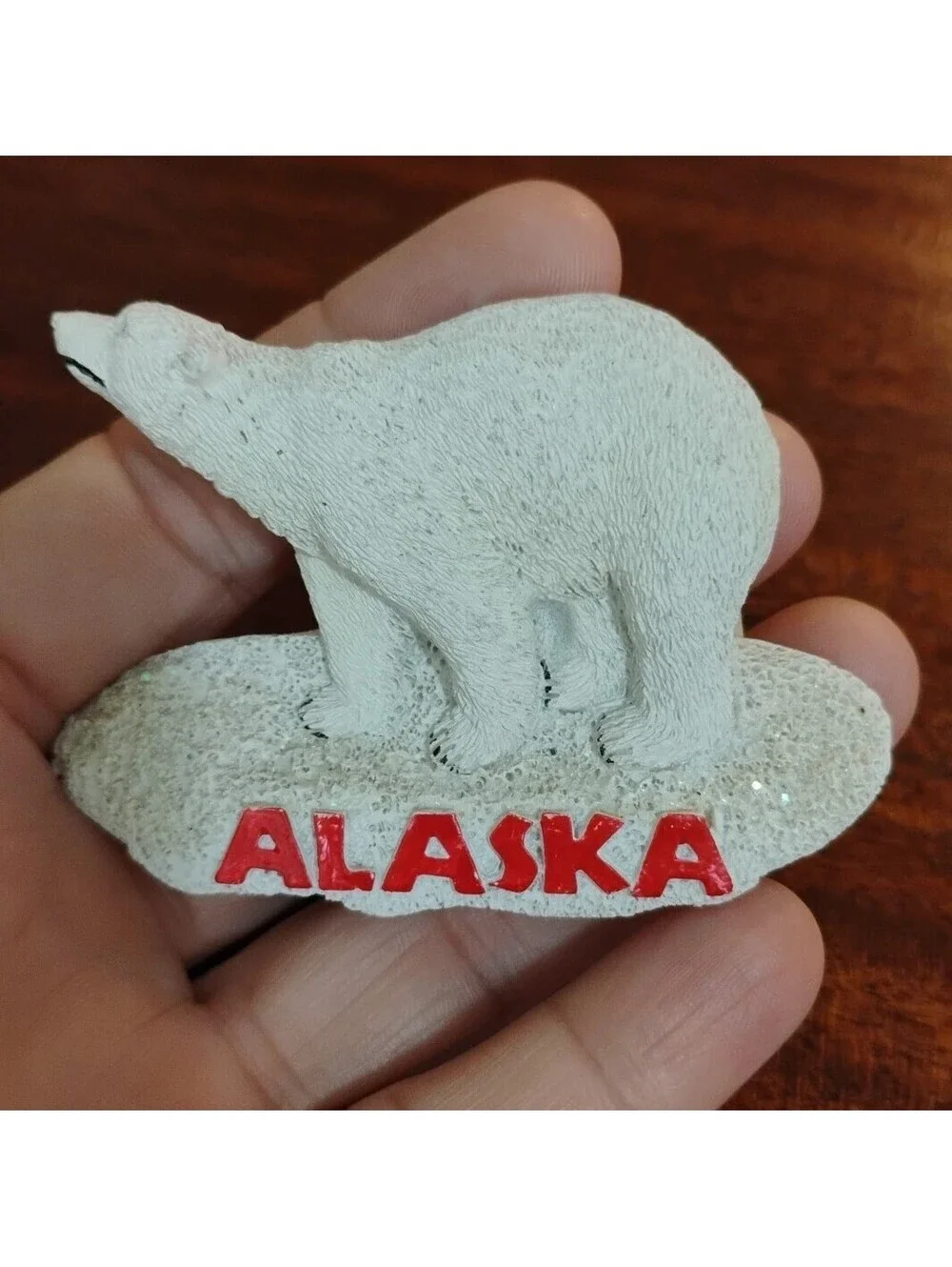 Skagway Mining Co Alaska Glitter White Polar Bear Refrigerator Fridge Magnet